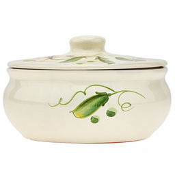 Пельменница керамическая "Малая" 1,25л, д19см, h12см, "Горошек", с крышкой (Россия)