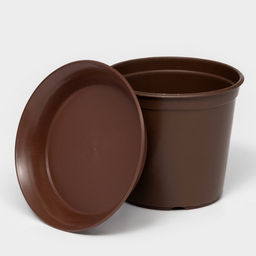 Цена за 5 шт. Горшок для цветов с поддоном «Доляна», 800 мл, пластиковый, коричневый, оттенок МИКС