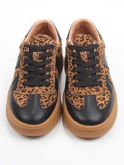 03-YH503-1 BLACK/LEOPARD Кроссовки женские (натуральная кожа, натуральная замша) - Фабричный китай фото 7