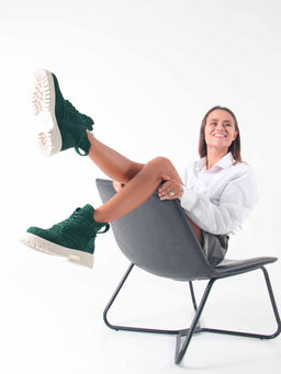 Ботинки 338.1541be. Зеленый замша/Шерсть