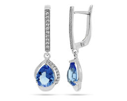 Серьги из серебра танзанит выращ., СПН4585