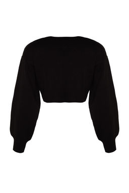 Siyah Super Crop Basic Fiyonklu Triko H?rka TWOAW24HI00315