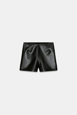 FAUX LEATHER HIGH-WAIST SHORTS - Zara фото 10