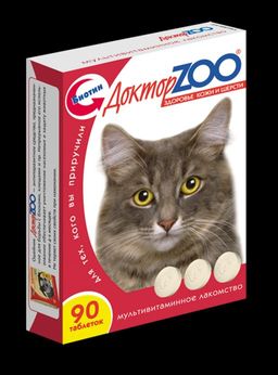 Доктор ЗОО витамины д/кошек с биотином и таурин.90т.(здоровье шерсти и кожи) 22310010
