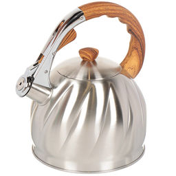 Чайник нерж. сталь, 3 л, со свистком, матовый, ручка бакелит. в цвет дерев/ , GS-04571/MSY-087 /DANIKS/  фото 6