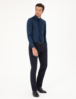 Lacivert Slim Fit Pamuk Klasik G_mlek
