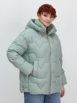 Куртка зимняя женская из овчина стильная и модная зеленого цвета 7309Z - Visdeer фото 5
