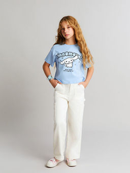 Bisiklet Yaka Cinnamoroll Bask?l? K?z ?ocuk Ti??rt