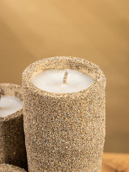 Свеча в бамбуке тройная, 15×15×30 см, 100 мл, песочная