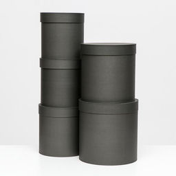 Набор круглых коробок 5 в 1 Краски, черный, 25 х 25 х 25 - 19 х 19 х 19 см - UPAK LAND фото 2