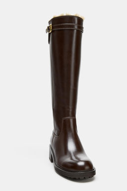 WATER REPELLENT LEATHER BUCKLE BOOTS - Zara фото 6