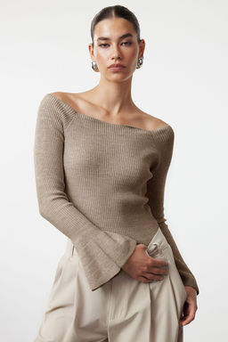 Siyah Carmen Yaka Triko Kazak TWOAW22KZ2218 - Trendyolmilla фото 15