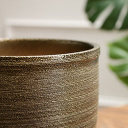 Горшок для цветов Тёмное золото, керамический, с поддоном, 5 л, коричневый с золотой полосой - Simaland фото 4