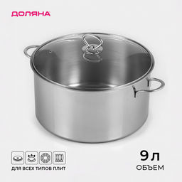 Кастрюля Доляна «Грейт», 9 л, индукция, нержавеющая сталь