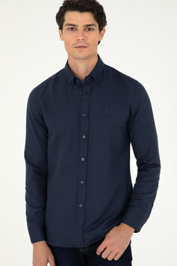 Мужская темно-синяя базовая рубашка с длинным рукавом Неожиданная скидка в корзине - U.s. polo assn фото 3