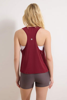 Ekru-Bordo 2li Micro Kumas Orme Spor T-Shirt THMSS26TS00001 - Trendyolmilla фото 10