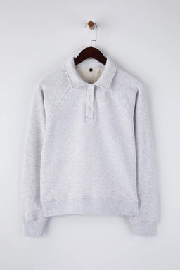 Gri Melanj Patl? Regular/Normal Kal?p Kal?n Ici Polarl? Orme Sweatshirt TWOAW26SW00208