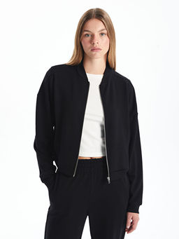 Kolej Yaka Oversize Kad?n Fermuarl? Sweatshirt