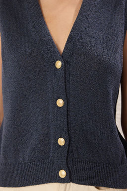 TRENDYOLMILLA Lacivert V Yaka Yelek TWOSS25YE00071  фото 3