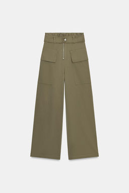 PANTAL?N PAPERBAG CARGO CINTUR?N / Khaki - Zara фото 4