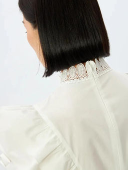 Блузка из хлопка с крыльями и кружевом OD-912-1 белый - Tantino фото 15