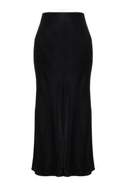 Siyah A-line Midi Y?lbas? Saten Etek TWOSS24ET00162