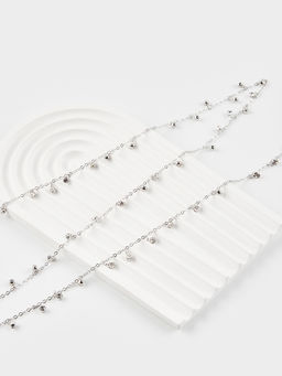 Цепочка со стразами 4 мм. L=100 см, мелкое плетение 2*1,8 мм, цвет серебро