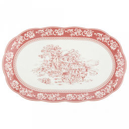 "Сицилия Роза" Блюдо овальное фарфоровое 286х176х20мм, с деколью, волнистый край, отводка, в коробке (Китай)