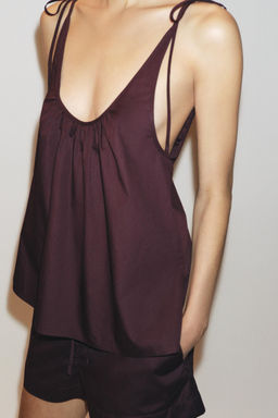 POPLIN TIE TOP - Zara фото 3