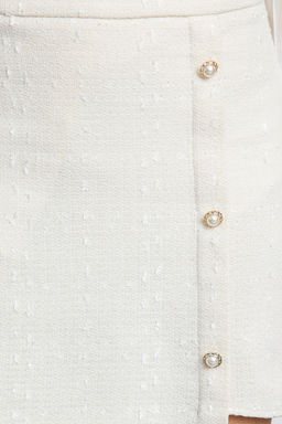 TRENDYOLMILLA Ekru Dugmeli Tuvit Kumas Mini Dokuma Etek TWOAW23ET00371  фото 9