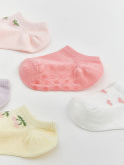 Bask?l? K?z Bebek Patik ?orap 5li