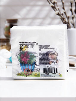 Цена за 4 шт. Салфетки бумажные пасхальные «Веселый ёжик», 1 слой, 24×24 см, 40 шт.