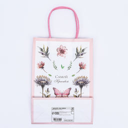 Цена за 2 шт. Пакет подарочный крафт Самой красивой 18?8?25 см