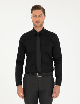 Siyah Slim Fit Uzun Kollu Basic G_mlek