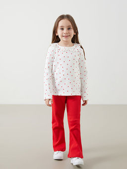 Bisiklet Yaka Bask?l? K?z ?ocuk Bluz ve Tayt Pantolon 2li