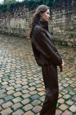 FAUX LEATHER HIGH-NECK JACKET - Zara фото 11