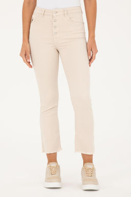 Джинсы Slim Flare Cropped Fit бежевые