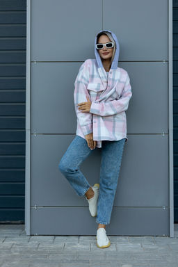 Рубашка женская в клетку с капюшоном РЖКК-01