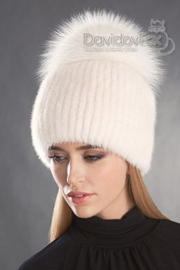 Шапка Лыжница норка жемчуг