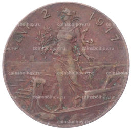 Монета 2 чентезимо 1917 года Италия