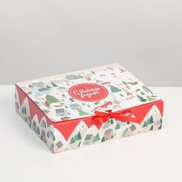 Складная коробка подарочная Новогодние истории,31 24,5 9 см