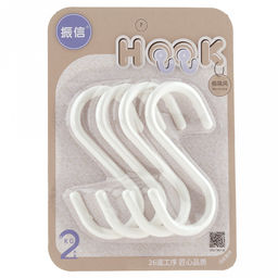 Крючок пластмассовый, 4 штуки для релингов S-образный 4,5х10х0,5см, цвета микс, в блистере (Китай)