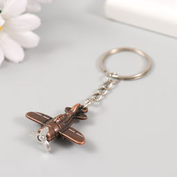 Цена за 12 шт. Брелок металл "Самолет с пропеллером" пропеллер крутится 3,9х3,7 см