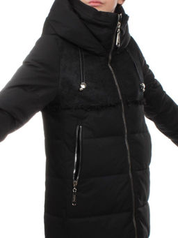 23-636 BLACK Пальто зимнее женское (холлоффайбер 150 гр., искусственная дубленка) - Fashion фото 2