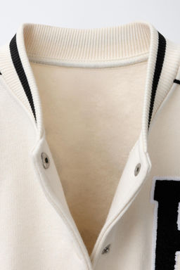 EMBROIDERED TEXT FLEECE BOMBER JACKET - Zara фото 5