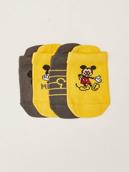 Mickey Mouse Bask?l? Erkek Bebek Patik ?orap 4l?