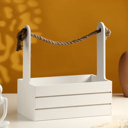 Подарочный ящик «Аром», деревянный, ручка - канат, белый, набор 3 шт.