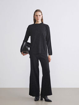 Bisiklet Yaka Simli Kad?n Triko Kazak