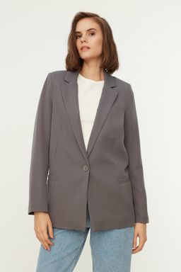 Gri Regular Astar Detayl? Dokuma Blazer Ceket TWOAW20CE0316