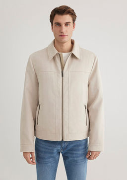 Ekru Suni Deri Ceket - Mavi фото 4